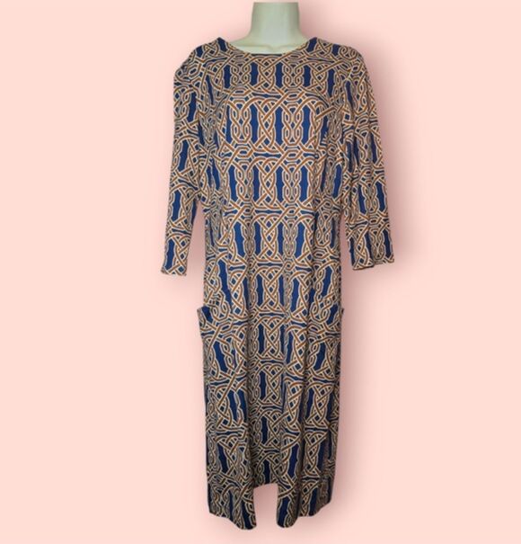 J Mclaughlin Dresses & Skirts - J. McLaughlin Catalina Catalyst Dress Celtic Geometric Pattern Blue/Brown C